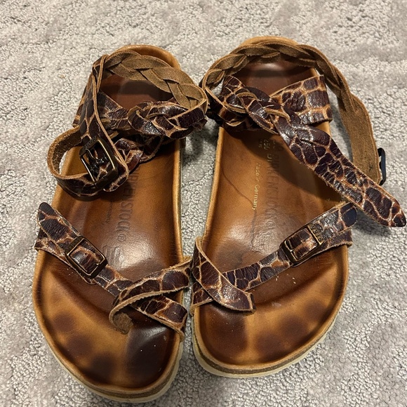Yara Birkenstock Brown Strappy Sandals - Picture 1 of 8